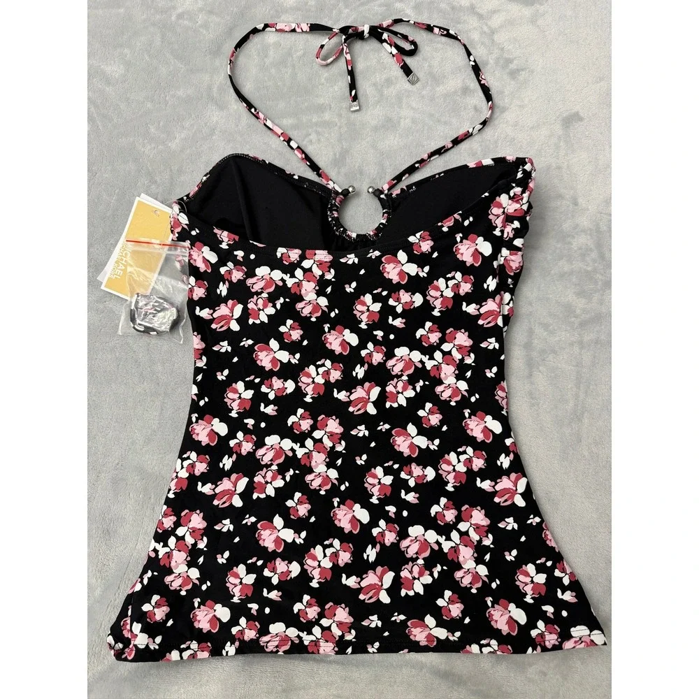 Michael Michael Kors Women's Floral-Print Bandeau Tankini Top $98 NEW XS